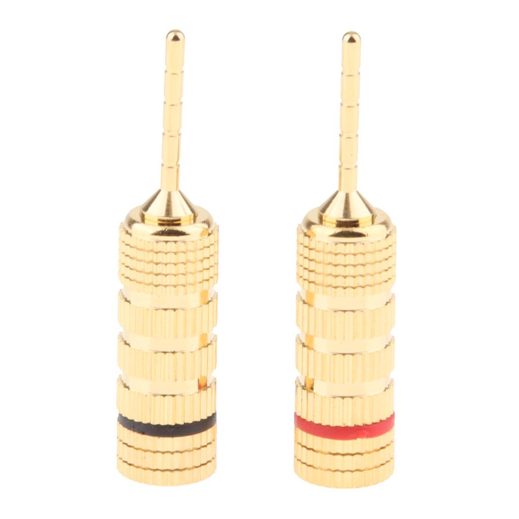 2x2Pieces 2mm Speaker Wire Pin Plug Banana Connector Screw Lock