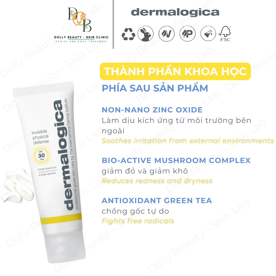 Kem chống nắng vật lý INVISIBLE PHYSICAL DEFENSE 50ml phù hợp với mọi loại da của Dermalogica - Dolly Beauty