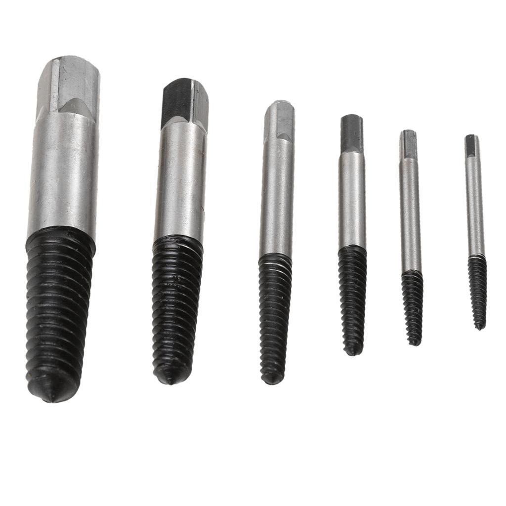 6x 4-25mm Small - Large Screw Extractor Set In Case Broken Stud Bolt Remover