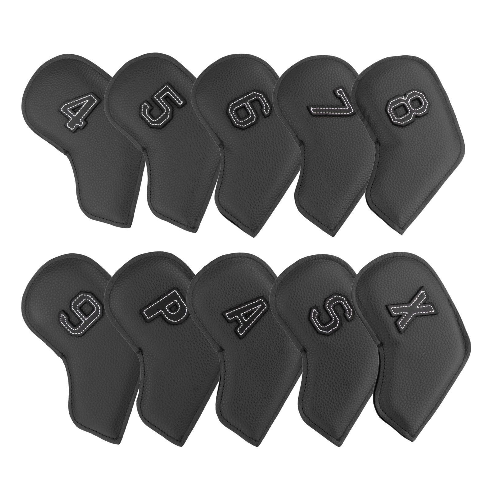 10Pack Golf Iron Headcover, 4-9,P,S,A,x Club Head Cover for All Black