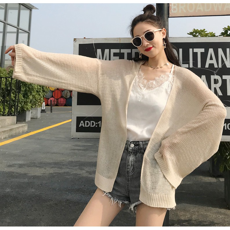 Áo cardigan lưới mỏng phong cách Hàn Quốc SANG CHẢNH