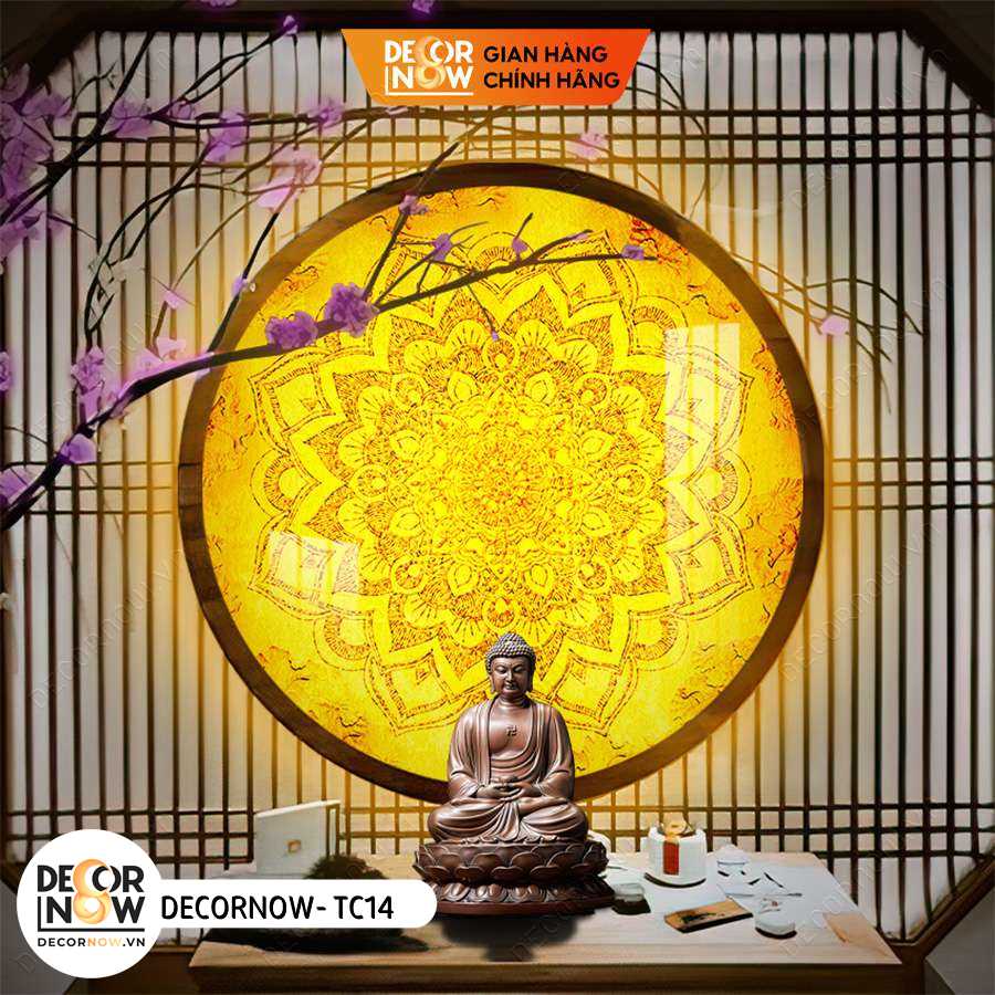 Đèn Hào Quang Phật In Tranh Trúc Chỉ DECORNOW 30,40 cm, Trang Trí Ban Thờ, Hào Quang Trúc Chỉ MANDALA DCN-TC14