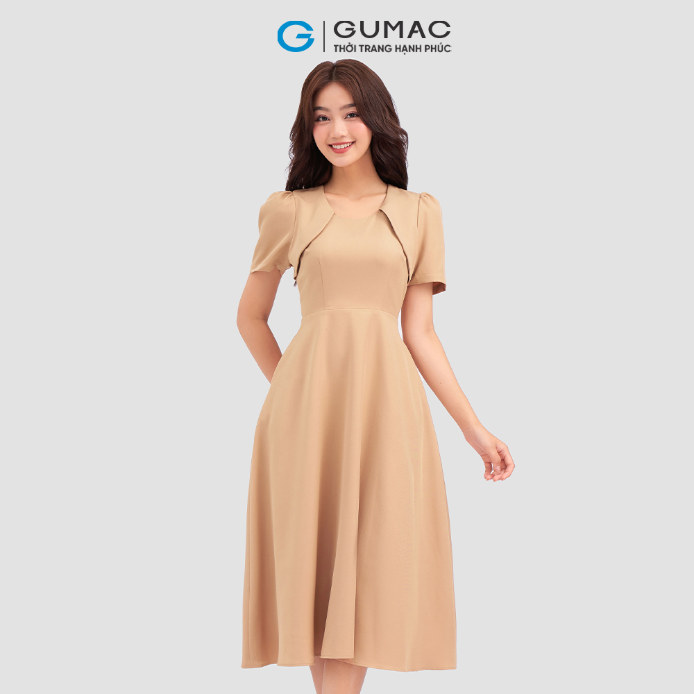 Đầm xòe GUMAC LD1117 tay nhún thanh lịch
