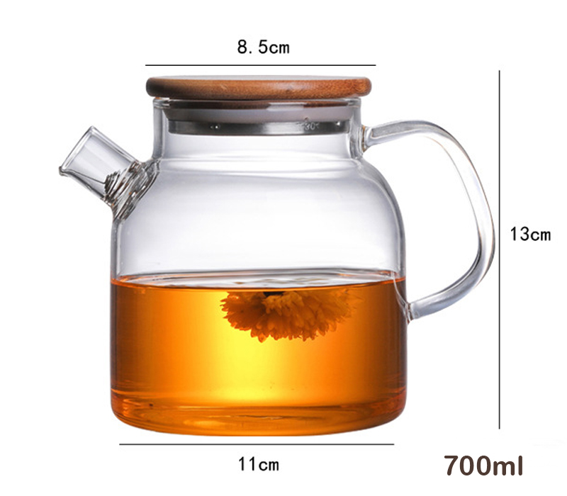 Bình trà thủy tinh nắp gỗ sang trọng 700ml