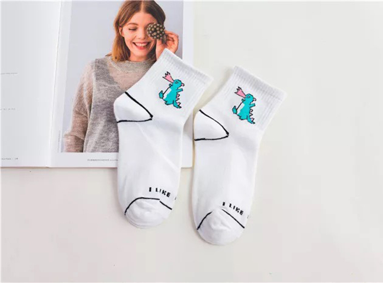 Combo 5 Tất nữ trắng cổ cao thêu họa tiết I Like cực đẹp TN60 Chất liệu cotton cao cấp có độ đàn hồi cực cao