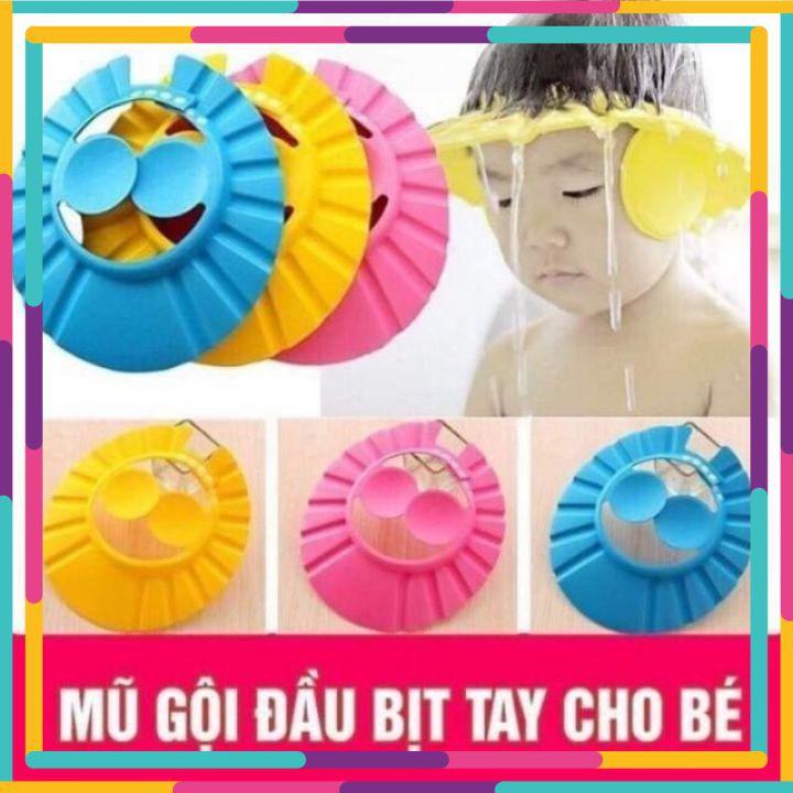 Mũ gội đầu tăm chống nước cho bé  mũ đội đầu chống thấm cho bé (có cúc chỉnh cỡ)