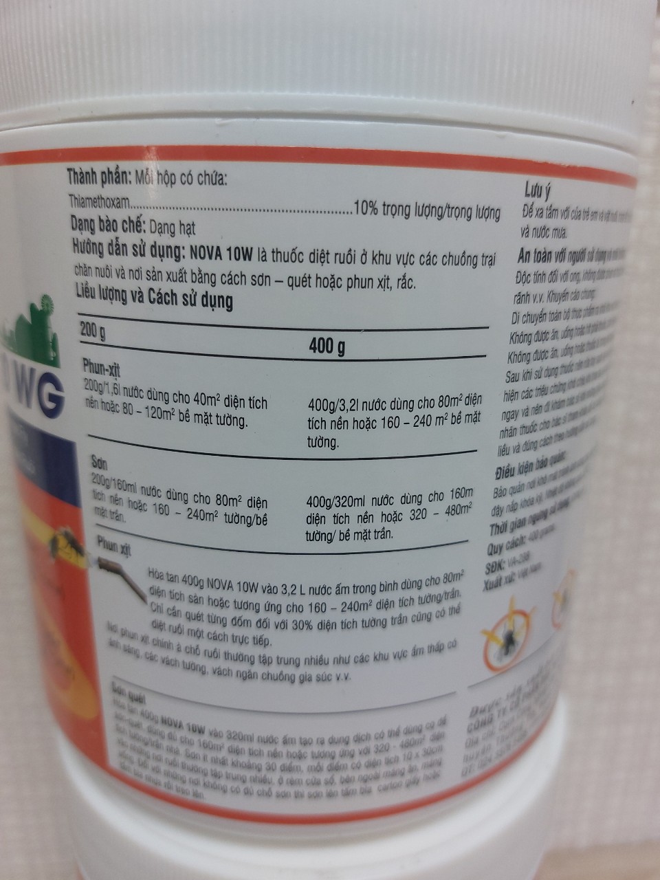 Thuốc diệt ruồi chuồng trại, bãi rác, khu dân cư NOVA 10WG - lọ 400gr