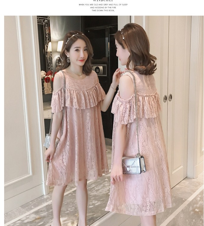 Đầm bầu ren hở vai duyên dáng DR2607