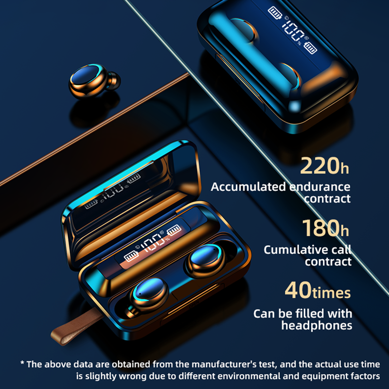 Mới F9 TWS Không Dây Tai Nghe In-Ear Bluetooth Tai Nghe Tai Nghe Âm Thanh Nổi Với Hộp Sạc Micro Cho Điện Thoại Thông Minh
