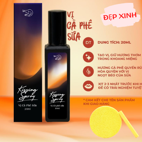 Kissing Spray - Xịt thơm miệng vị Cà phê sữa cho Kissaholics - Loli &amp; The Wolf Tặng Kèm Mút Rửa Mặt