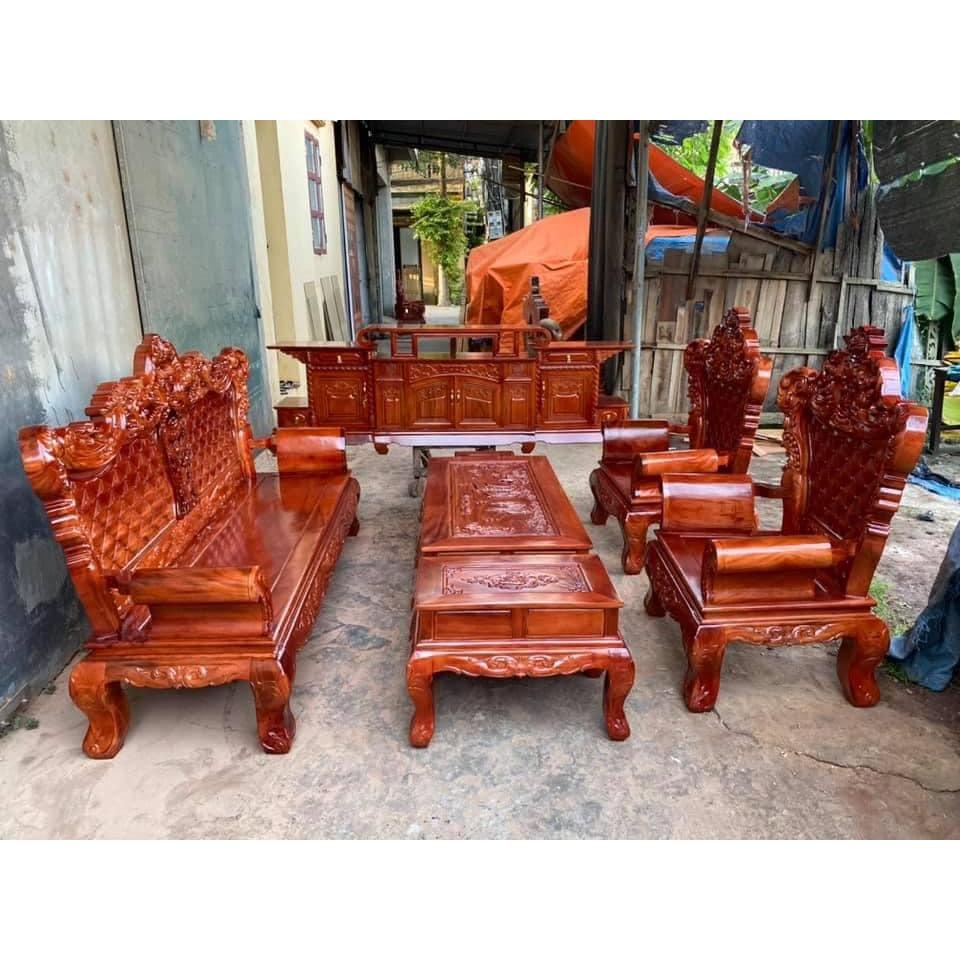 Bàn Ghế Luois Hoàng Gia gỗ Xà Cừ Đỏ