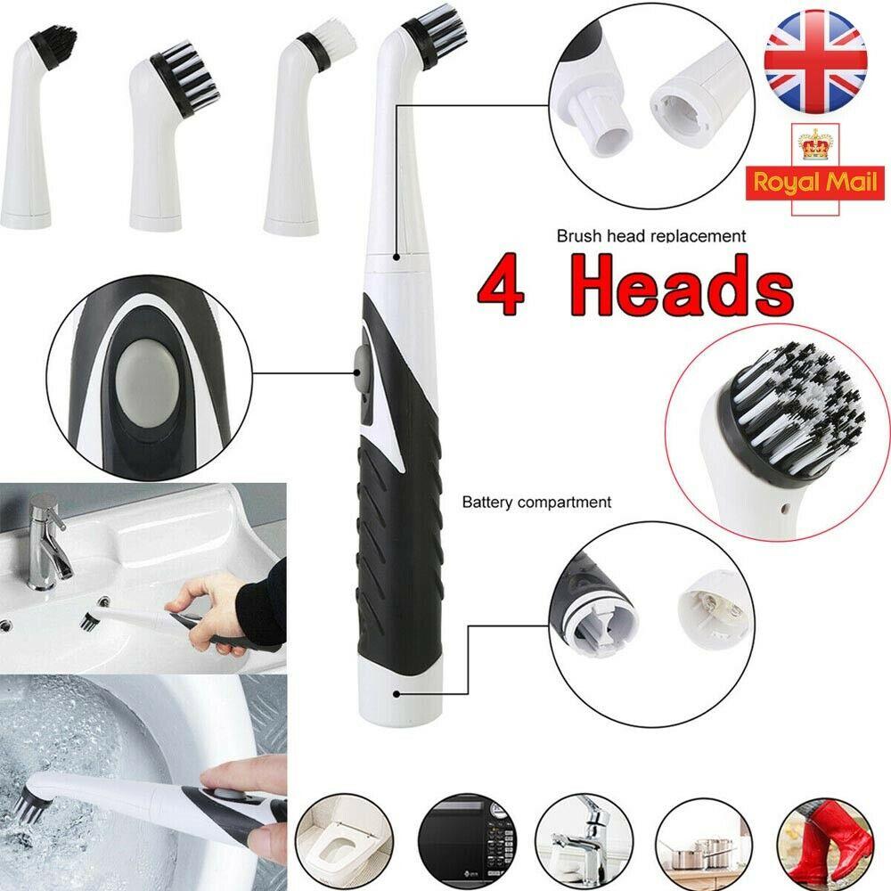 4 Heads Super Sonic Scrubber Cleaner Electric Brush House Dust Helper Kitchen