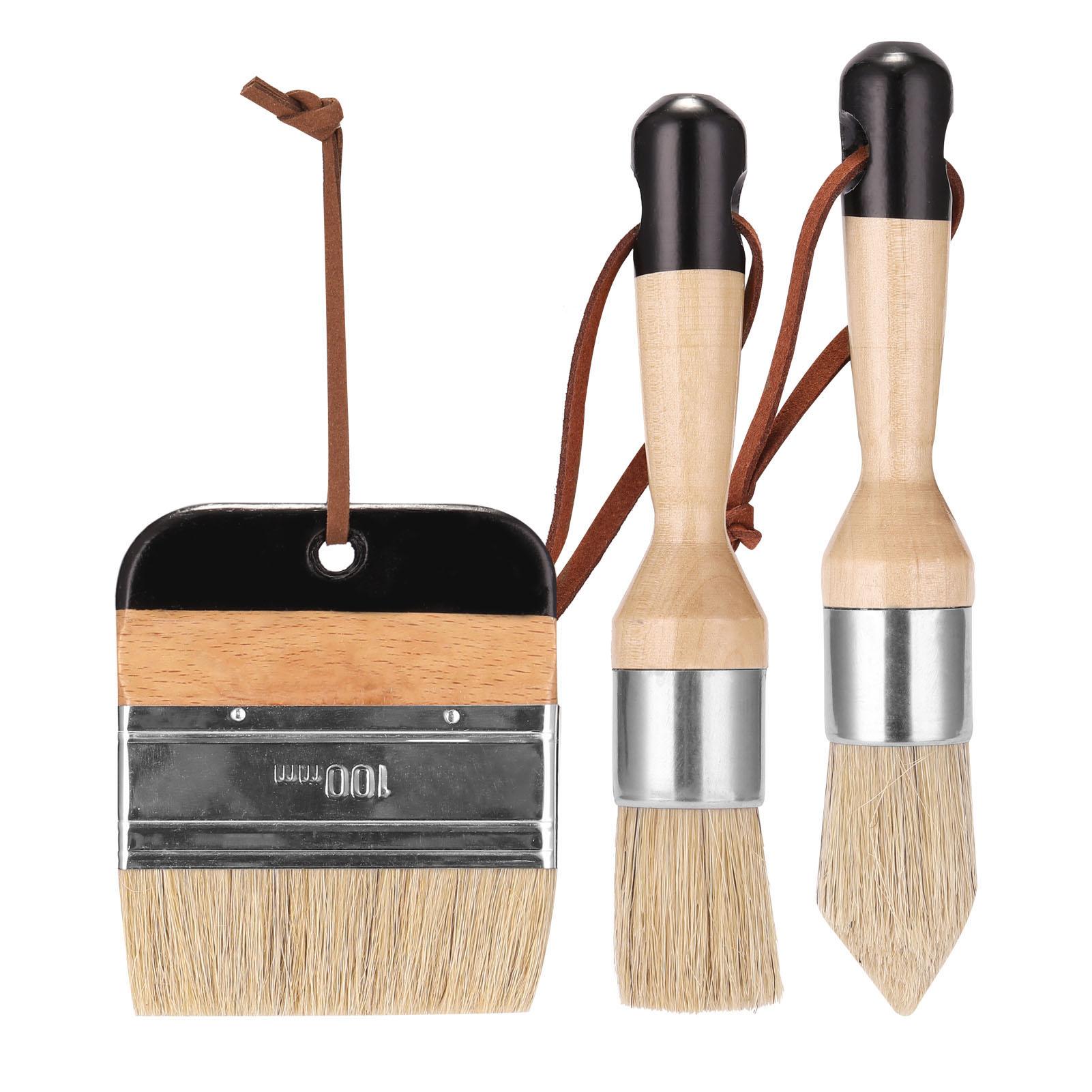 3Pcs Chalk Paint Brush Wax Paint Brushes Bristle Stencil Brushes Wood Furniture Home Wall Brush Paint Bristle Brush