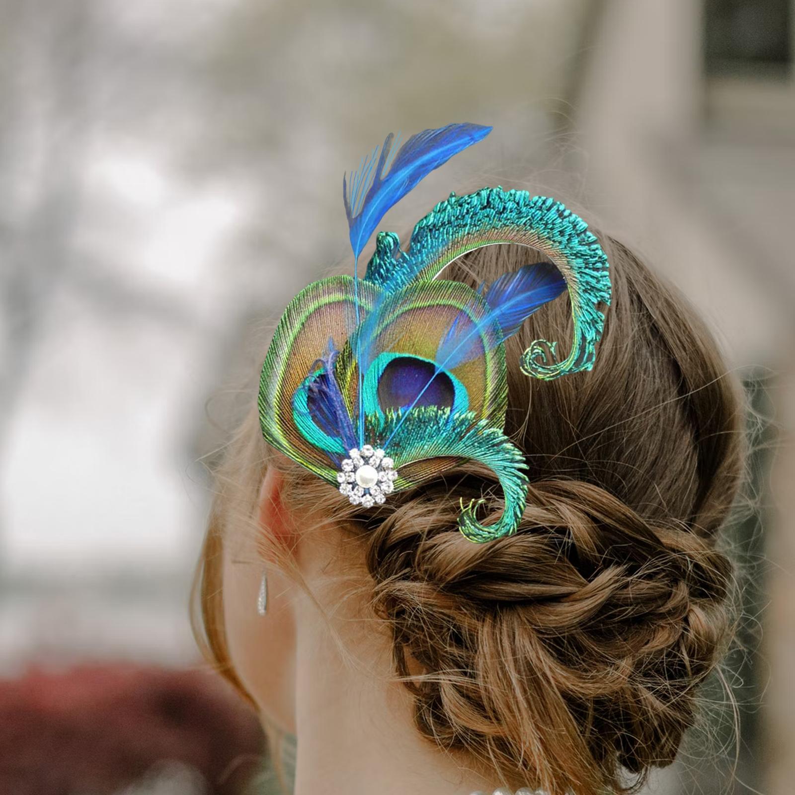 2X 1920s  Feather Headband Women 20s Accessories Bridal Headpiece  Beige