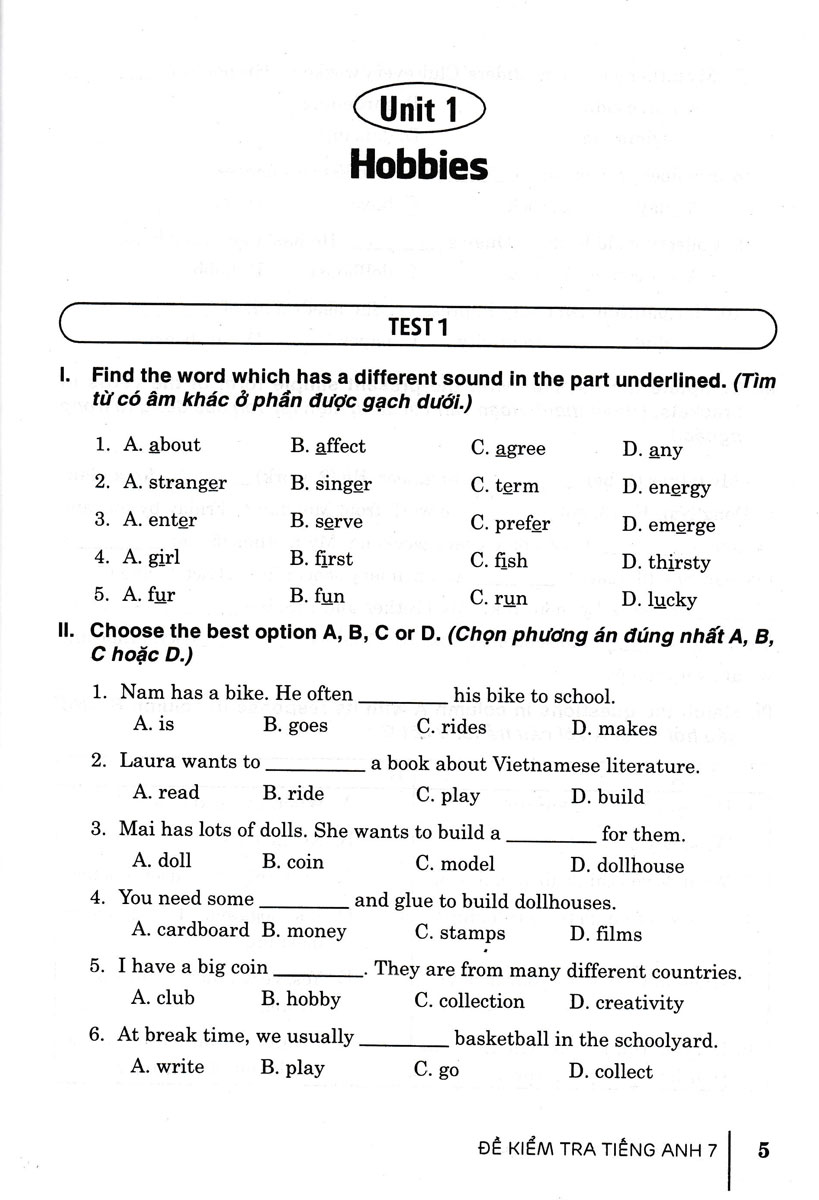 Sách tham khảo- Đề Kiểm Tra Tiếng Anh 7 (Dùng Kèm SGK Kết Nối)_HA