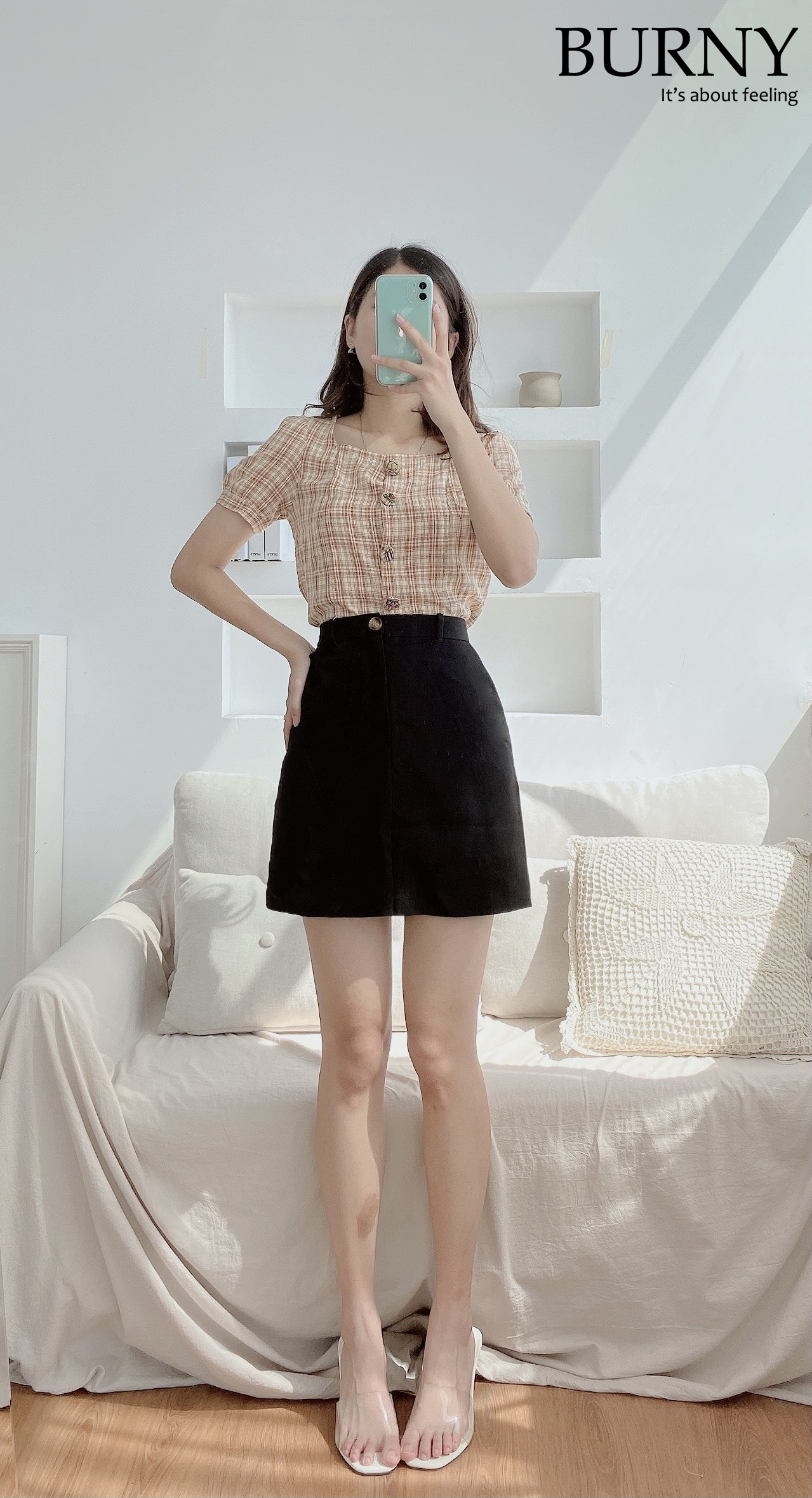 Chân váy ngắn chữ A các màu Mini skirt Nacirs basic Burny C1001289