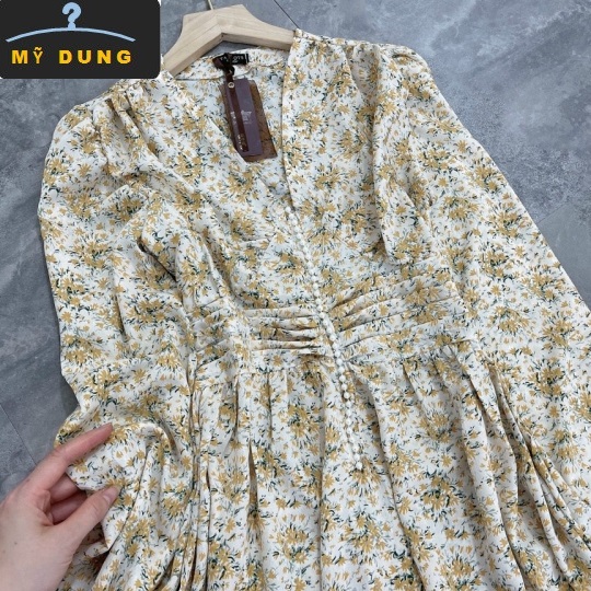 ĐẦM MIDI HOA NHÍ - CỔ V DÁNG MAIX NHẸ NHÀNG