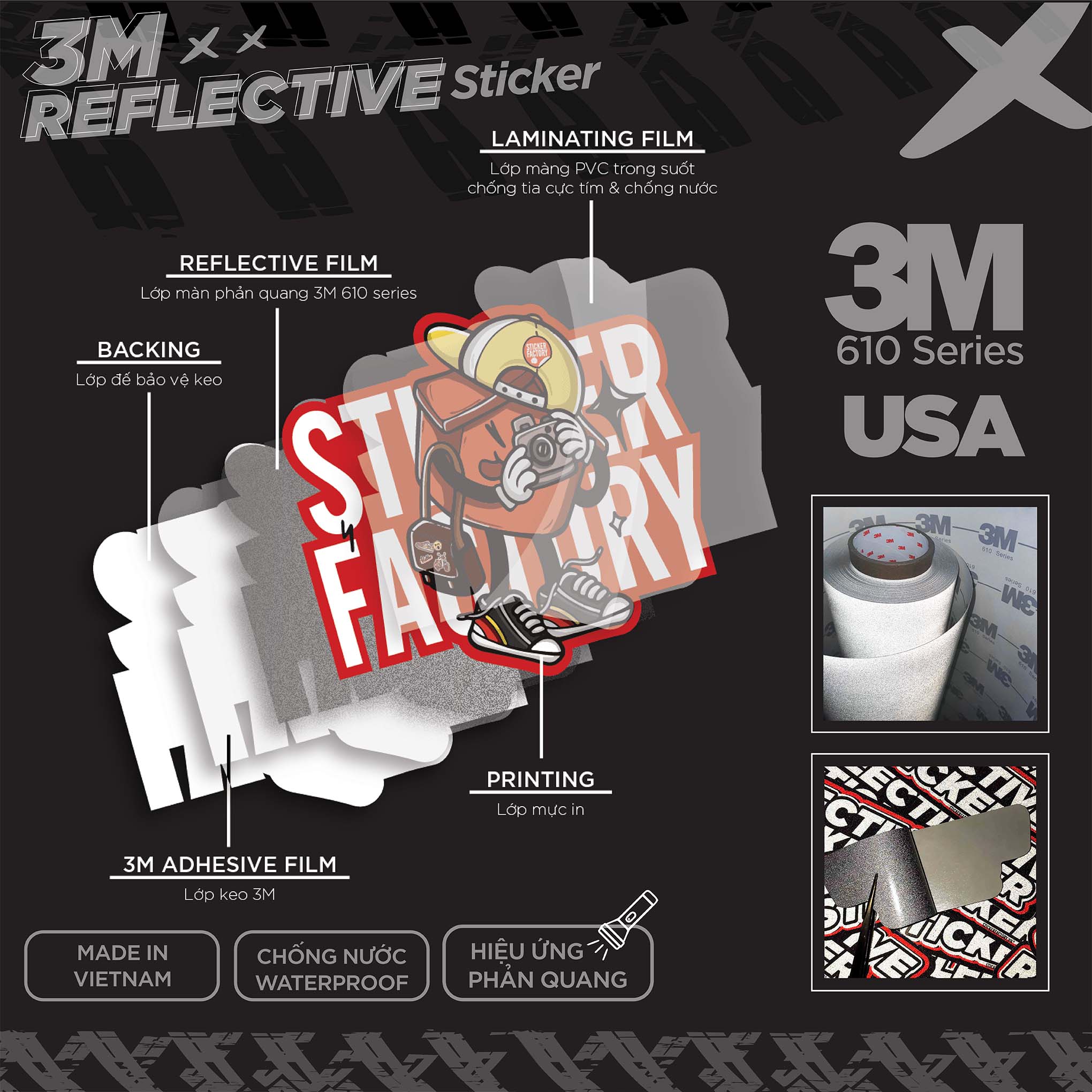 IM OK IM NOT OK 3M - Reflective Sticker Die-cut Hình dán phản quang thương hiệu STICKER FACTORY