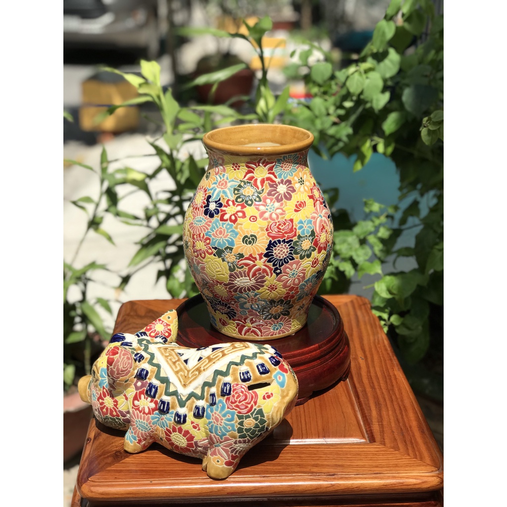 BÌNH BÁCH HOA 25CM GỐM SỨ NAM BỘ CẮM BÔNG TRANG TRÍ DECOR