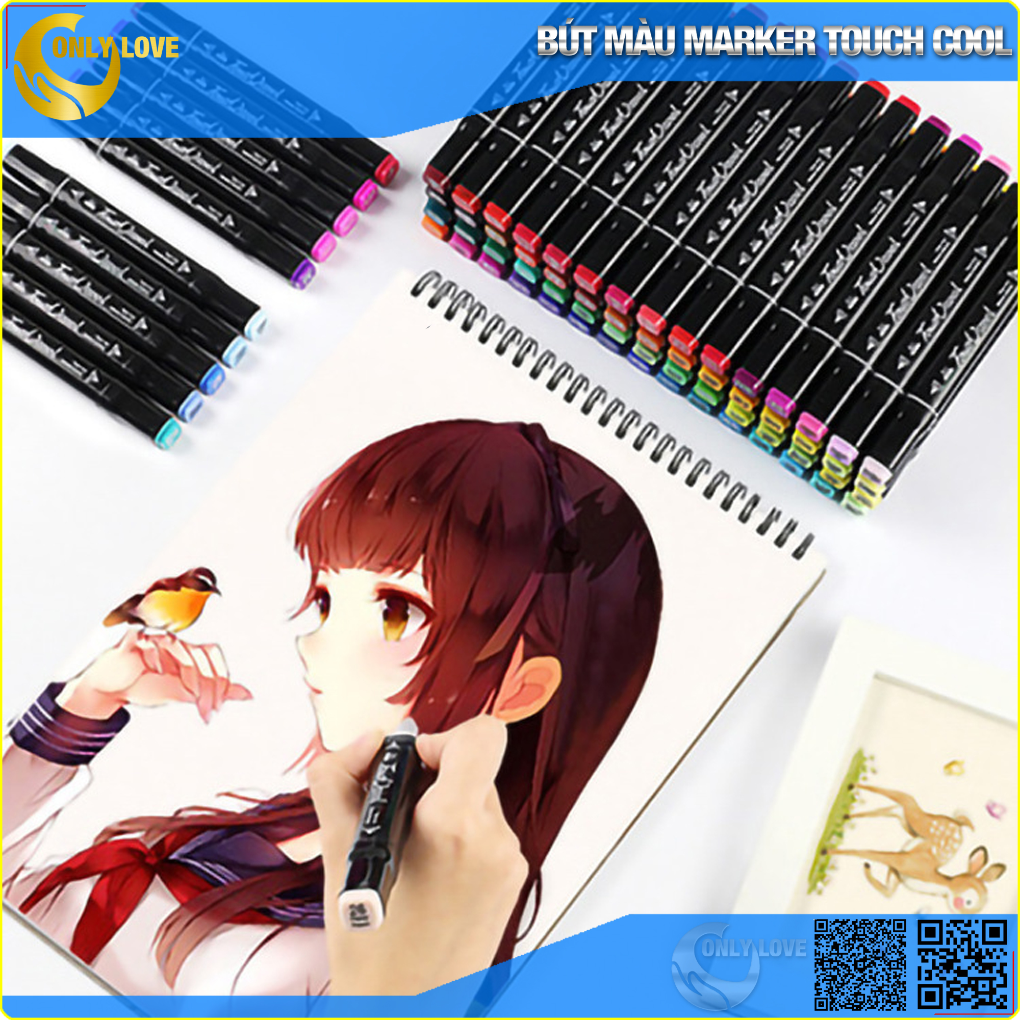 Bút màu Marker Touch Cool Cao Cấp - Bộ 30/40/60/80 -Giải quyết các vấn đề chuyên ngành hội hoạ - Tặng 1 Facial Cleaning Fad HT SYS - Hàng Nhập Khẩu