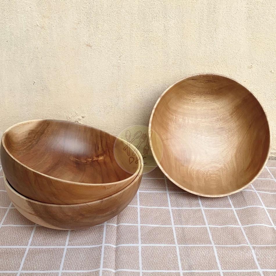 Bát gỗ Keo nguyên khối kích thước đựng Salad/món trộn/hoa quả/đồ khô