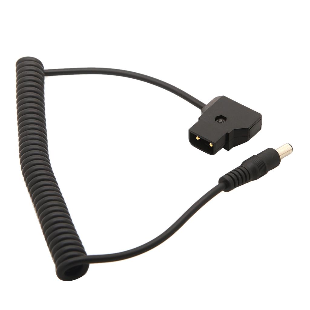 Coiled D-Tap Male to DC 5.5x2.5mm Cable for DSLR Power V-Mount Anton Battery