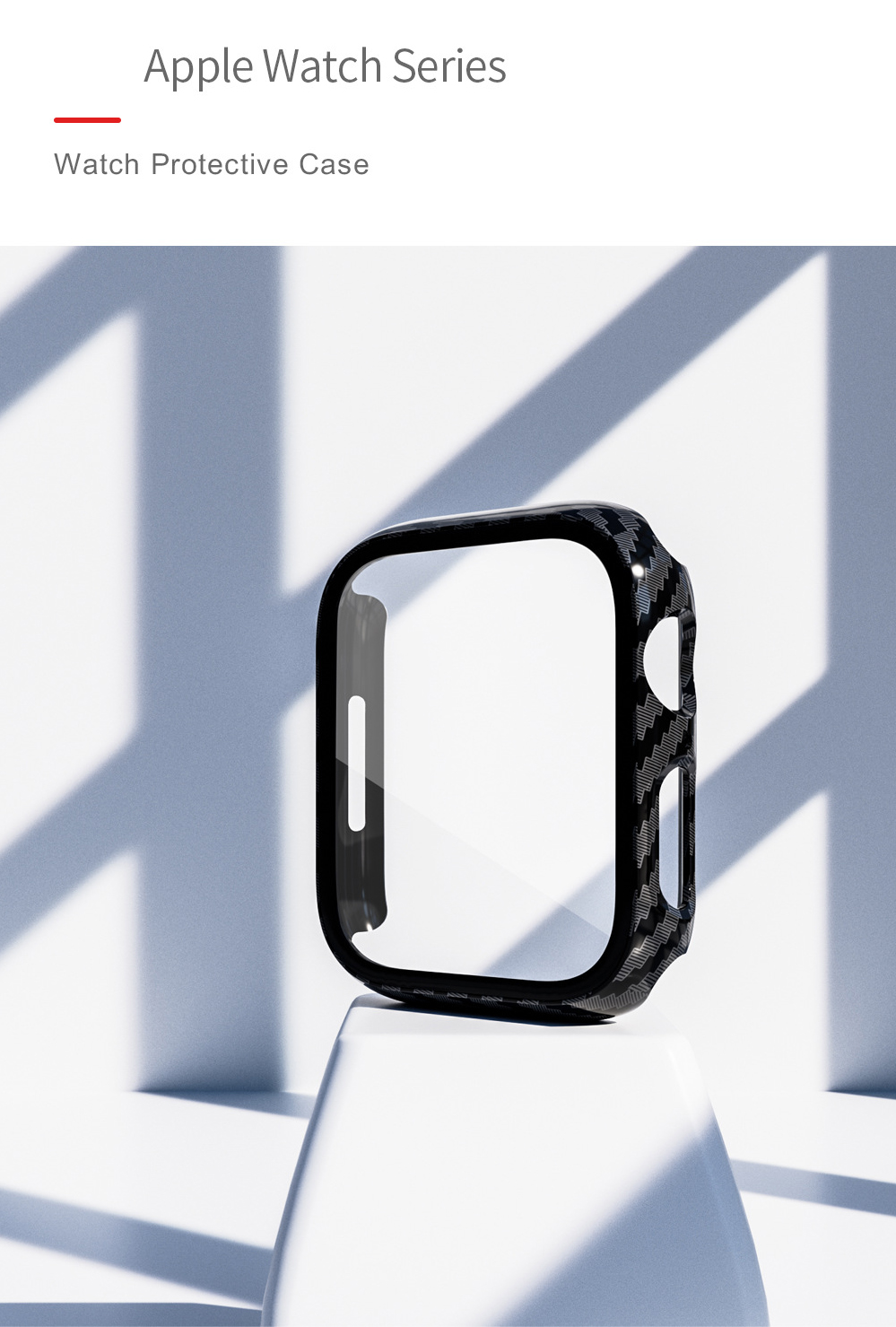 Case Bảo Vệ Mặt Kính Vân Carbon cho Apple Watch 4/5/6/SE/7/8/SE2 Size 40mm / 41mm / 44mm / 45mm