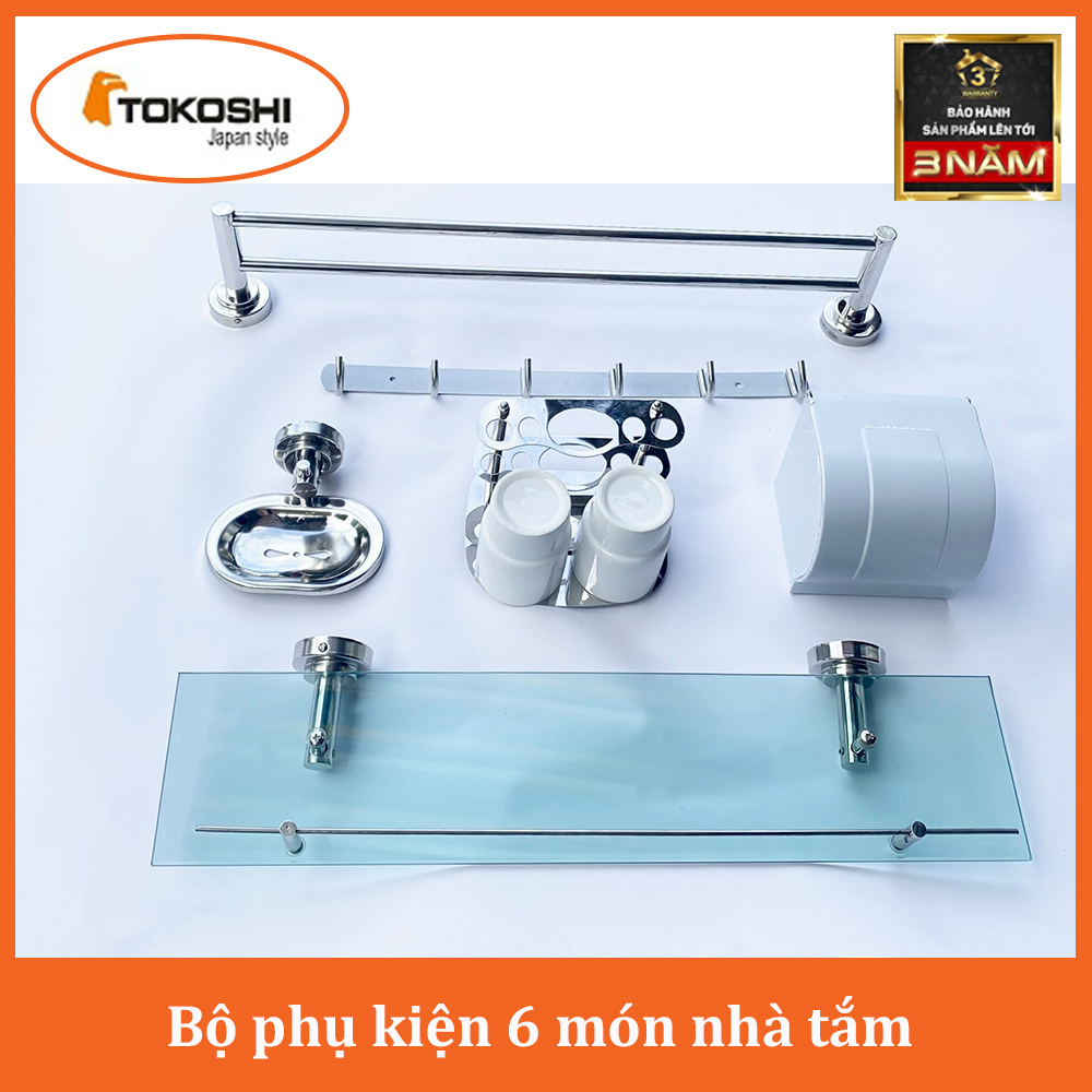 Bộ Phụ Kiện 6 Món Nhà Tắm Inox Cao Cấp Sáng Bóng