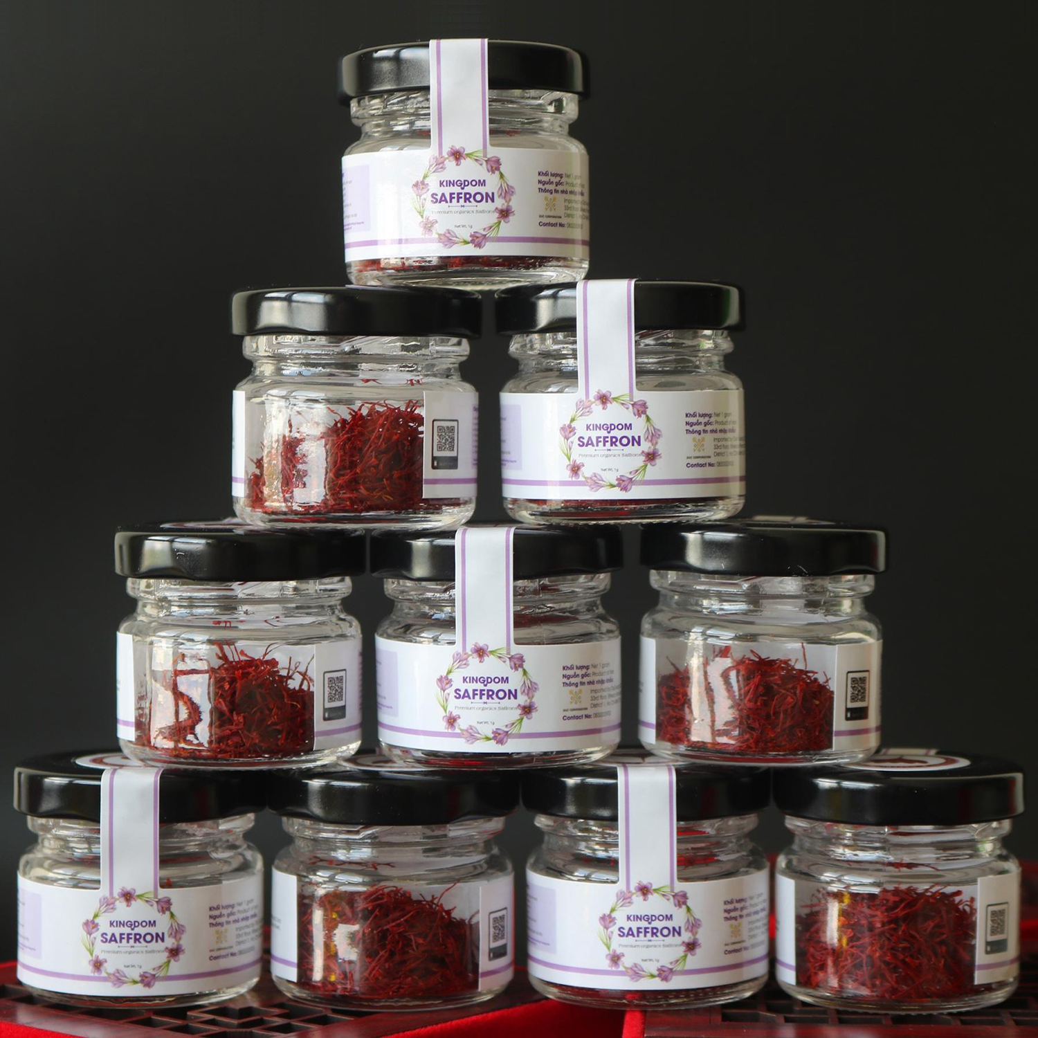 Combo 10 hộp saffron Kingdom Herb, nhụy hoa nghệ tây Iran chính hãng super negin thượng hạng - Tặng 1 hộp saffron mật ong thượng hạng 40g và 1 bình nước thủy tinh cao cấp 500 ml