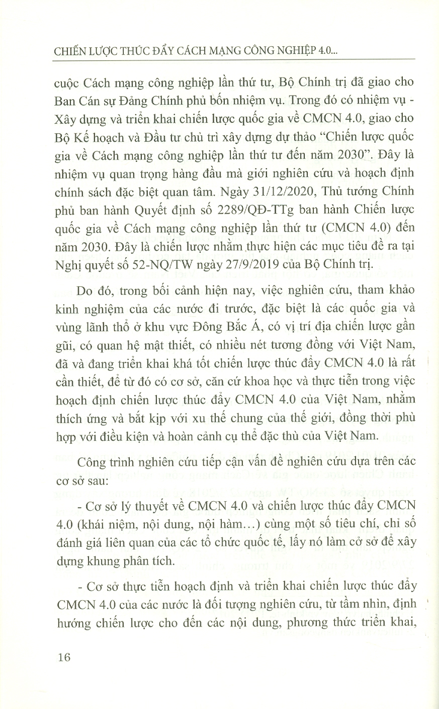 Chiến Lược Thúc Đẩy Cách Mạng Công Nghiệp 4.0 Ở Nhật Bản, Hàn Quốc, Đài Loan - Hàm Ý Chính Sách Cho Việt Nam (Sách chuyên khảo)