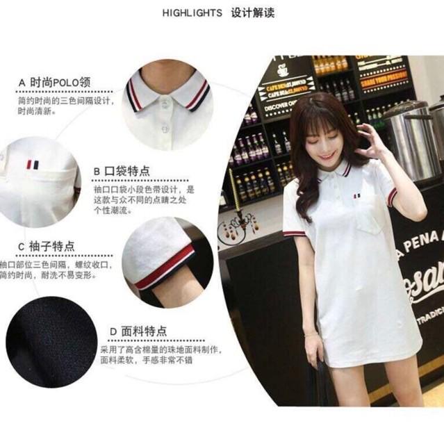 Áo đôi: Đầm thun Polo form suông và áo thun nam