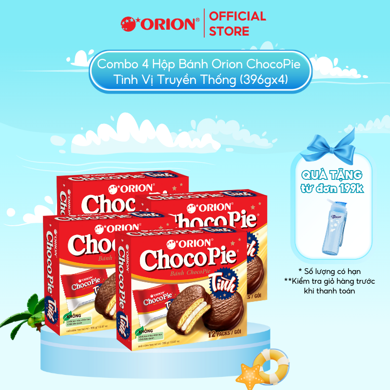 Combo 4 Hộp Bánh ChocoPie Tình ORION vị truyền thống 396G