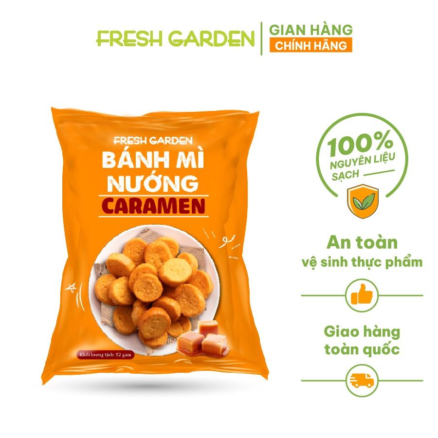 Snack Bánh Mì Nướng Caramen FRESH GARDEN Giòn Rụm Thơm Ngon Vị Caramen Phủ Đều Mặt Bánh Ngon Ngọt Nguyên Bản Gói 52g