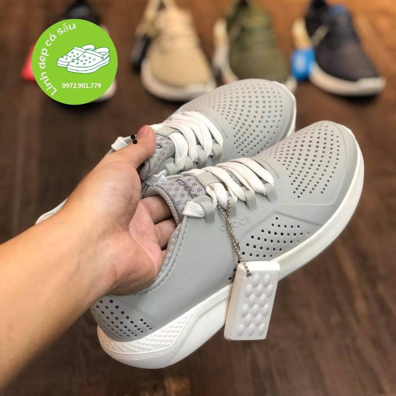 Giày nhựa buộc dây cross liter pacer nam nữ màu ghi êm, mềm, hàng xịn, full box