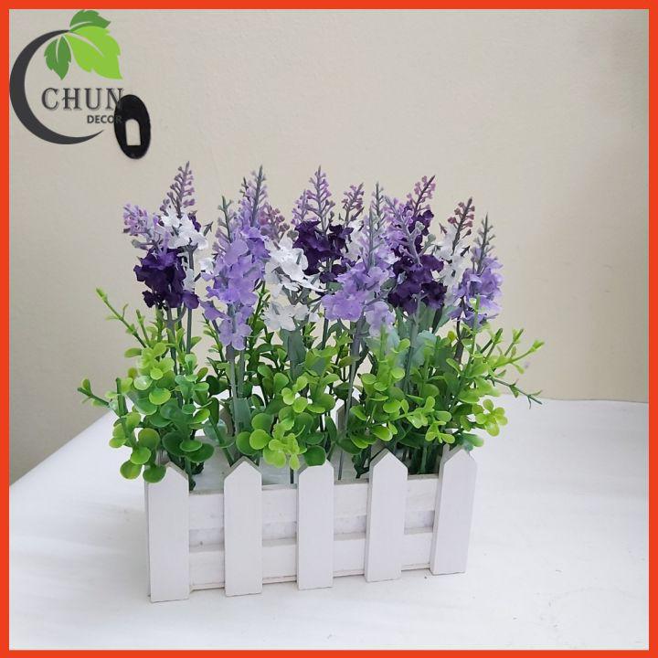 Giỏ hoa giả, hàng rào lavender trang trí nhà cửa, văn phòng, góc học tập, làm đạo cụ chụp ảnh