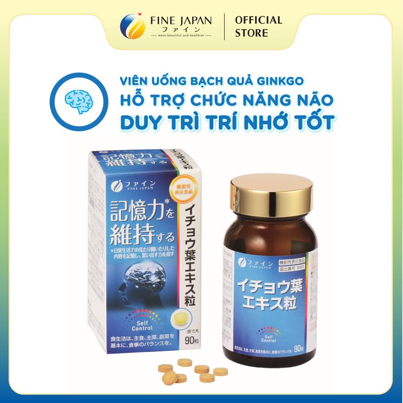Viên Uống Bạch Quả Ginkgo Fine Japan Hỗ Trợ Chức Năng Não Hộp 18g