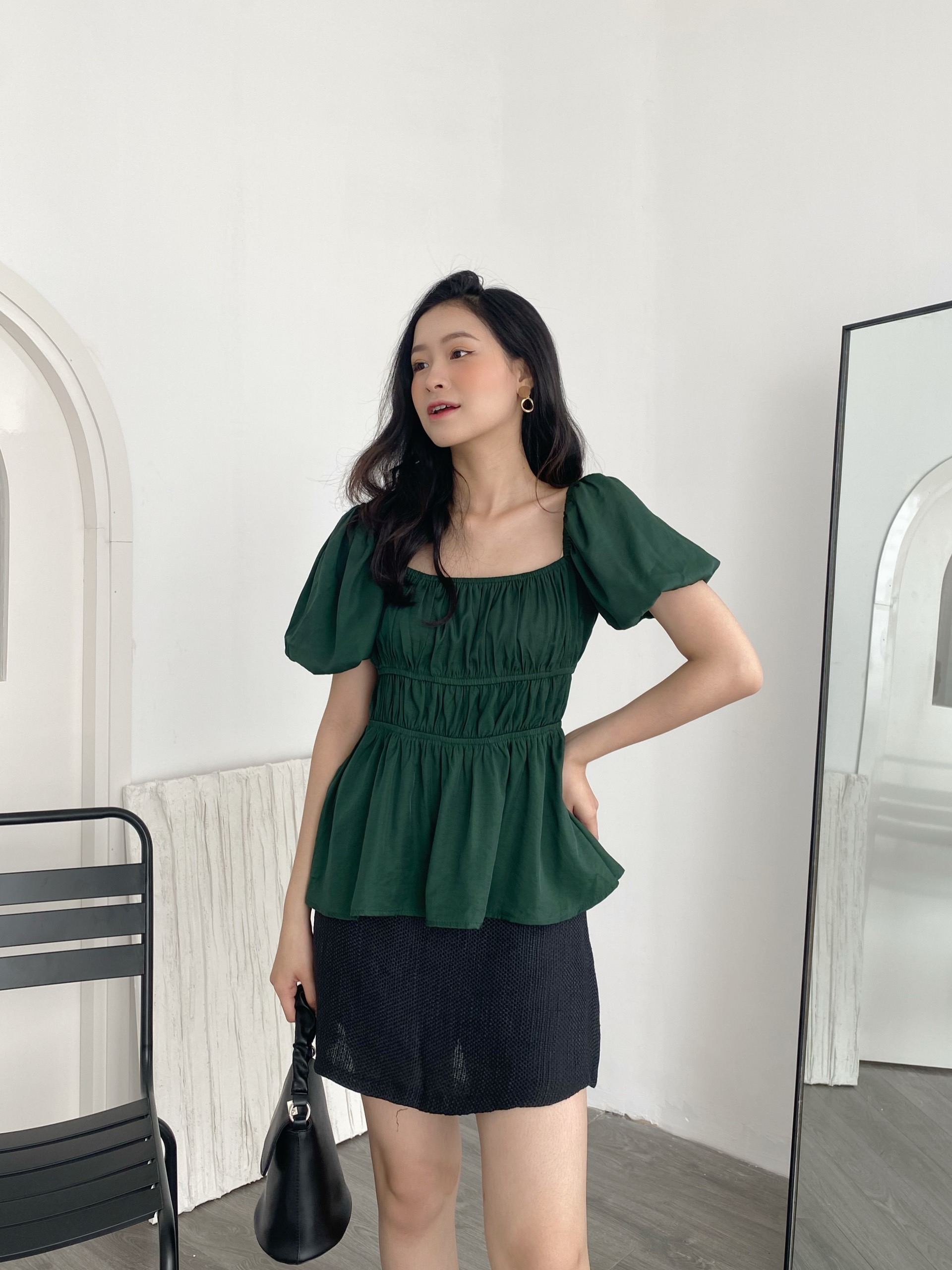 YU CHERRY | Áo Puff shirred baby top YA403