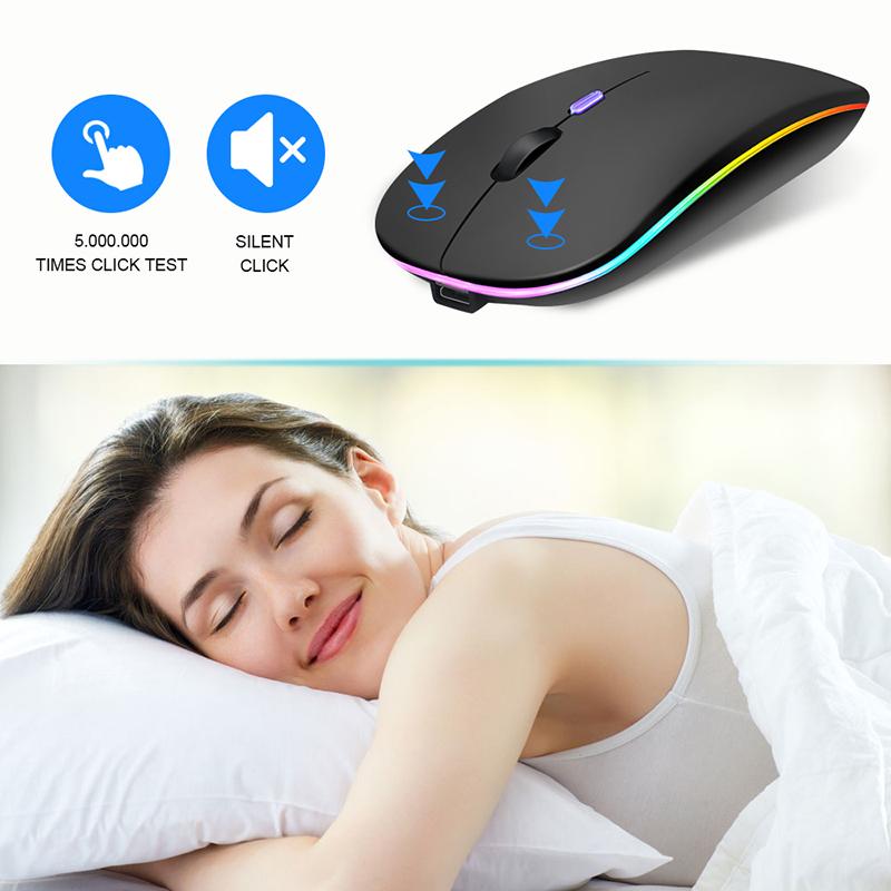 Chuột Không Dây Bluetooth RGB Sạc Máy Tính Im Lặng Mause LED Backlit Công Thái Học Chơi Game Cho Laptop