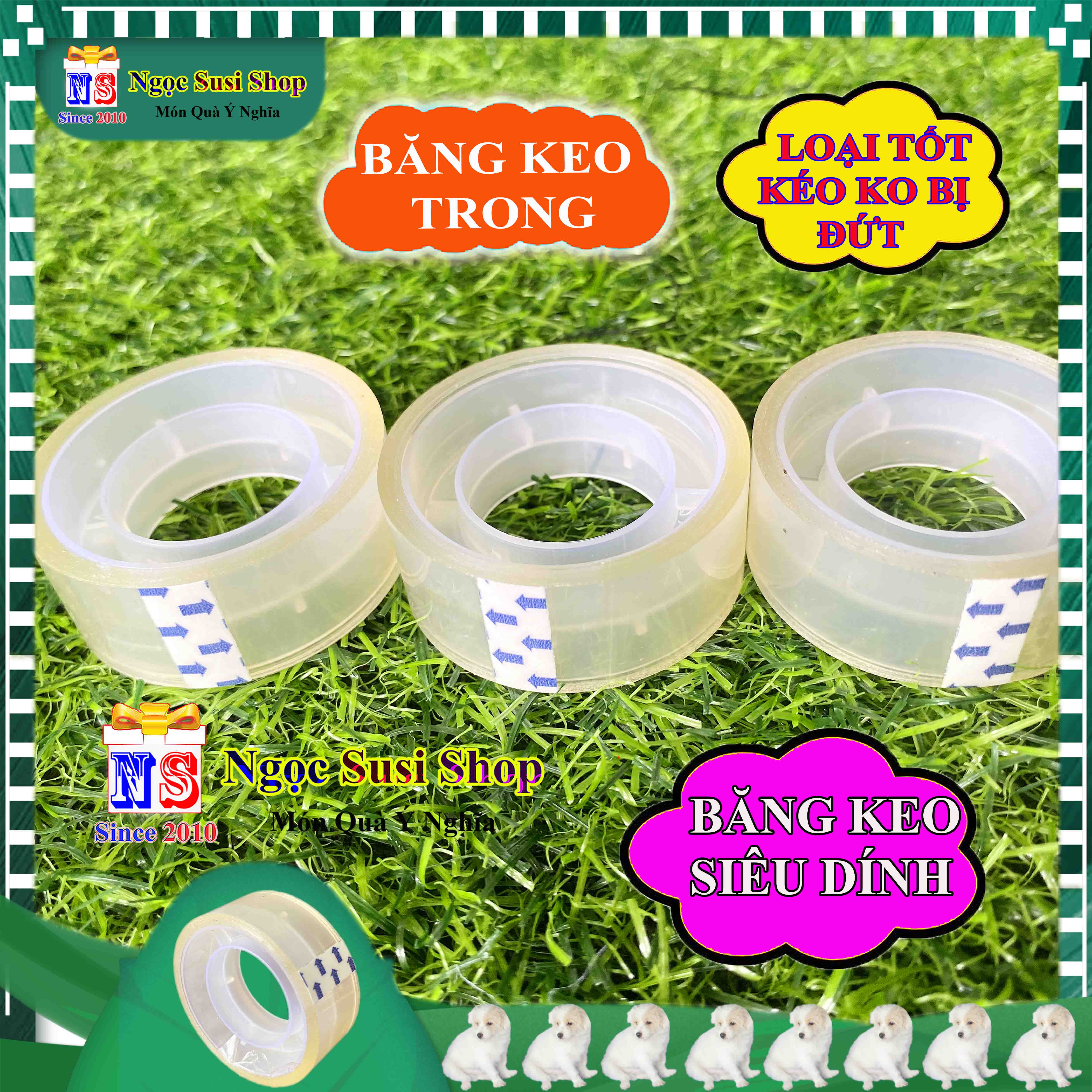 COMBO 3 CUỘN BĂNG KEO TRONG NHỎ 0.4CM 10G SIÊU DÍNH - CUỘN BĂNG DÍNH TRONG