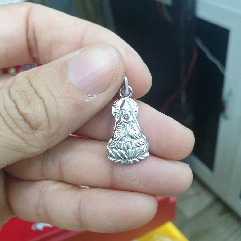 Mặt Dây Chuyền Tượng Quan Âm Bạc Titanium- Mặt dây sáng đẹp như vàng trắng, dùng vĩnh viễn