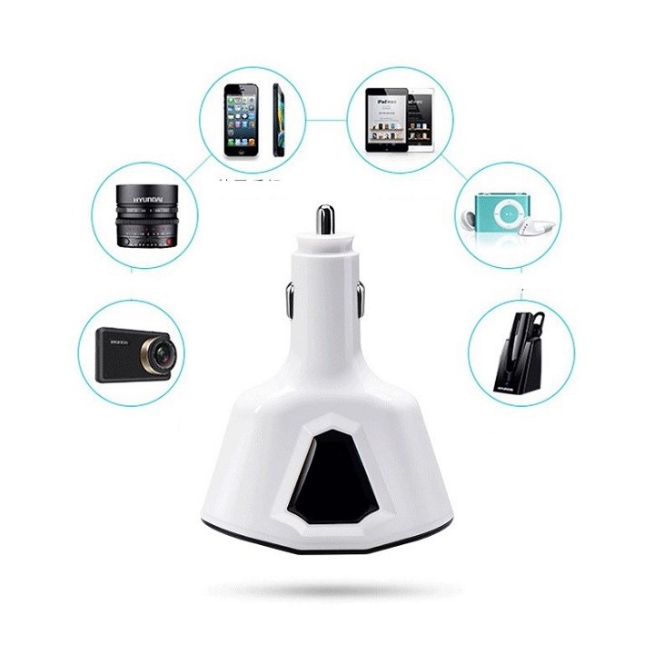 Bộ Chia Tẩu Sạc Xe Hơi Ô Tô 2 Nguồn 2 Usb Báo Điện Áp