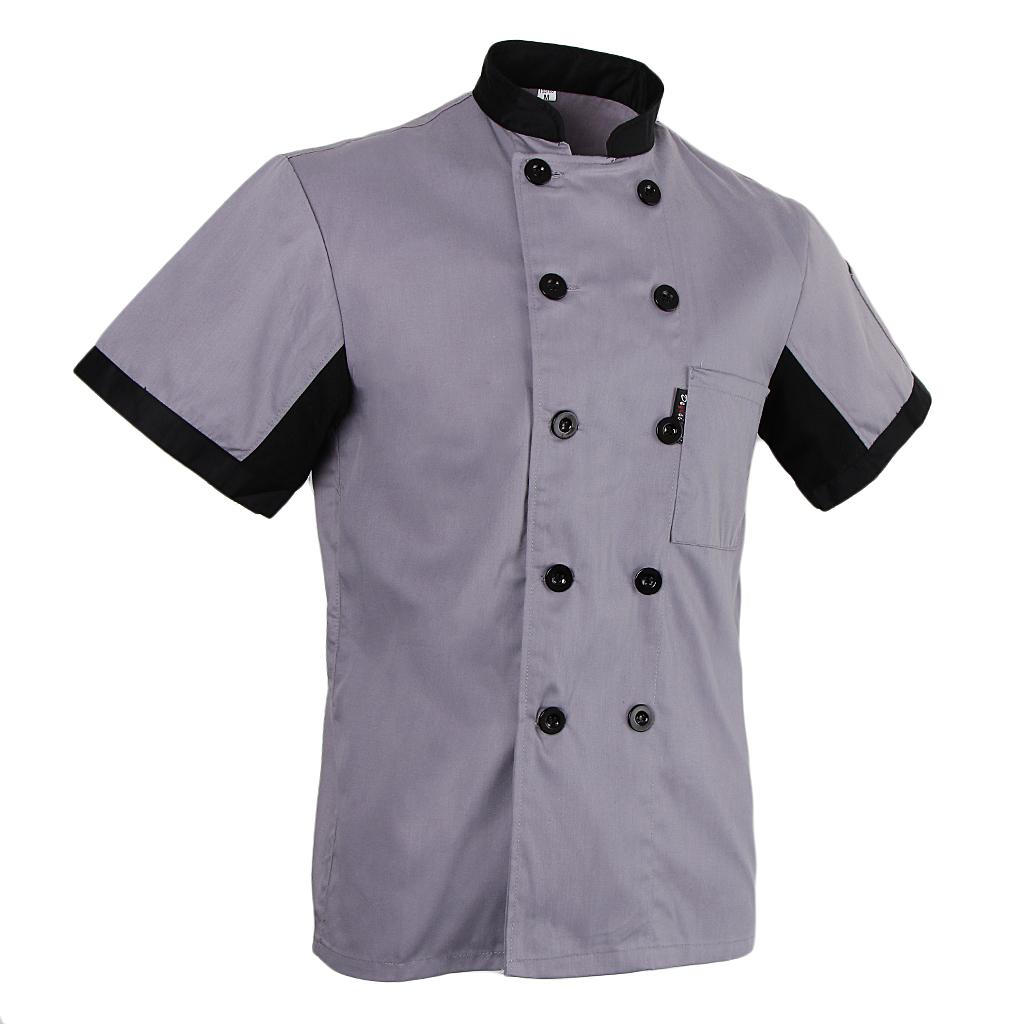 Short Mesh Sleeves Chef Jacket Coat Kitchen Bakery Uniform for Women Men