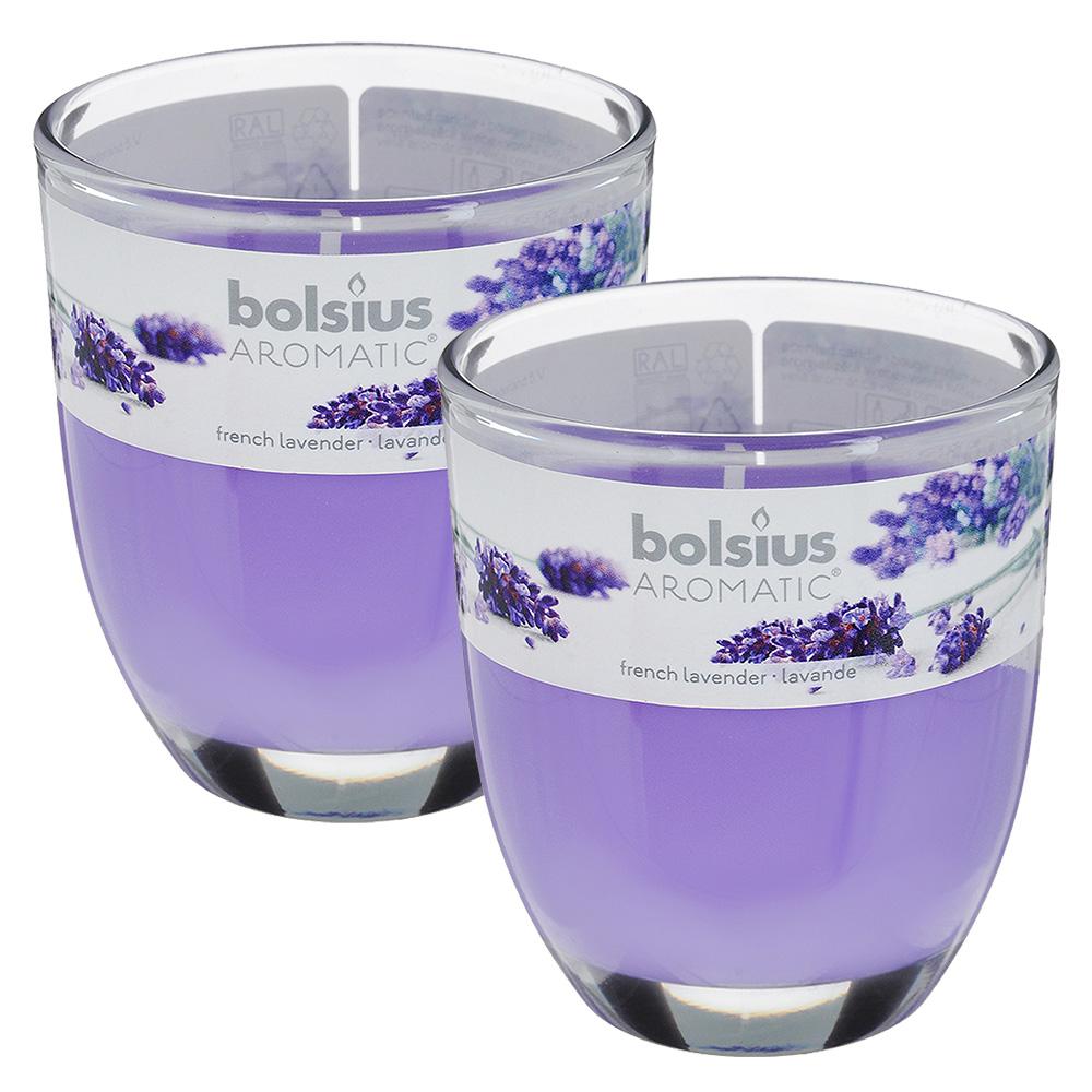 Combo 2 ly nến thơm tinh dầu Bolsius French Lavender 105g - hoa oải hương, nến trang trí, thơm phòng, thư giãn, Hỗ trợ khử mùi