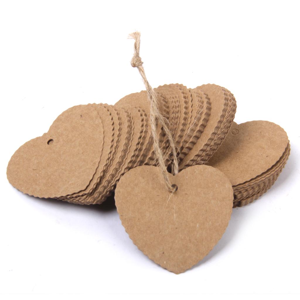 100pcs Rustic Candy Boxes - Kraft Paper Boxes with Ribbon and Tag Cards for
