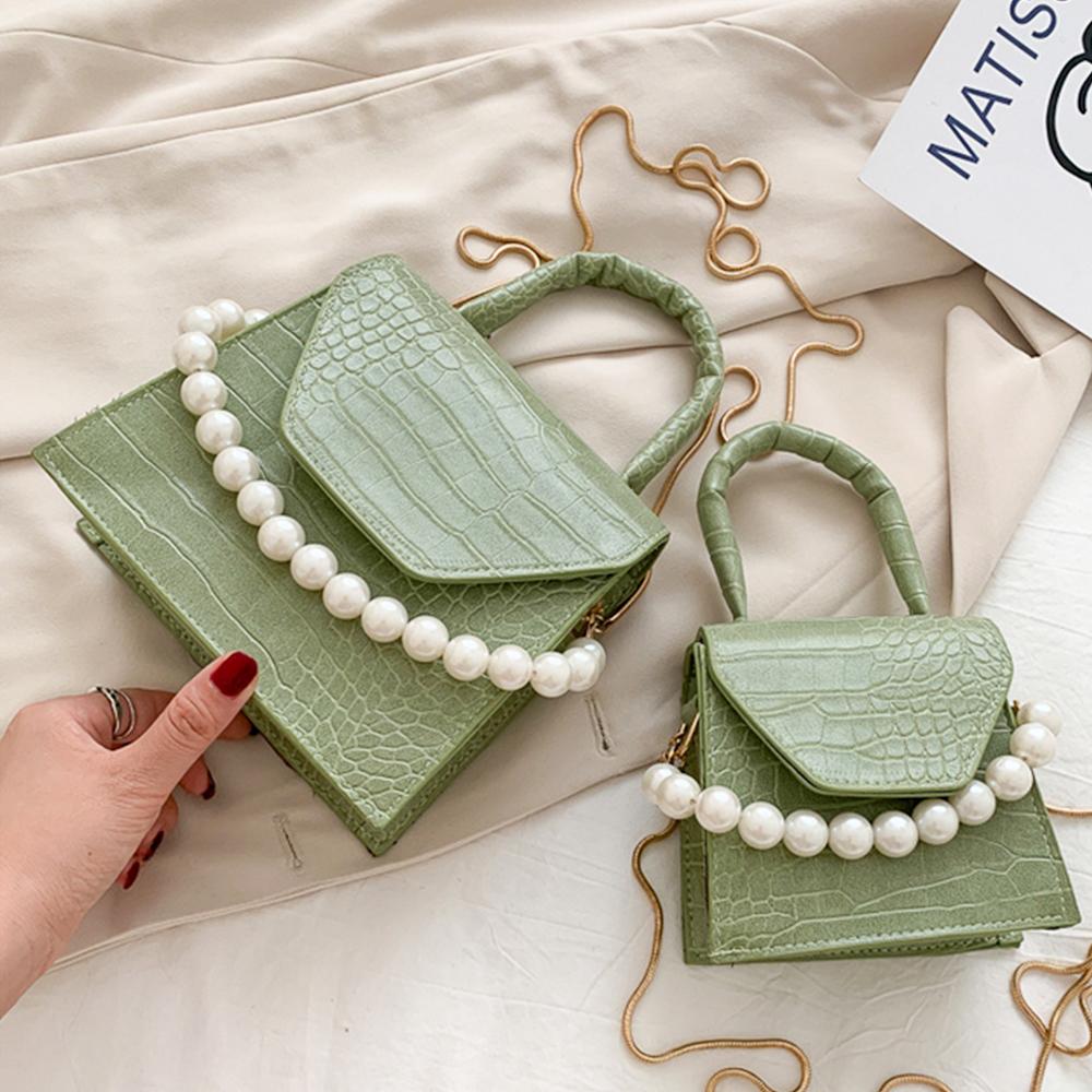 Ví Mini Và Vòng Tay Ngọc Trai Ví Cầm Tay Sang Trọng Thiết Kế Túi Đeo Chéo Da Cá Sấu Họa Tiết Túi Tote Đeo Vai Thời Trang Túi PU L