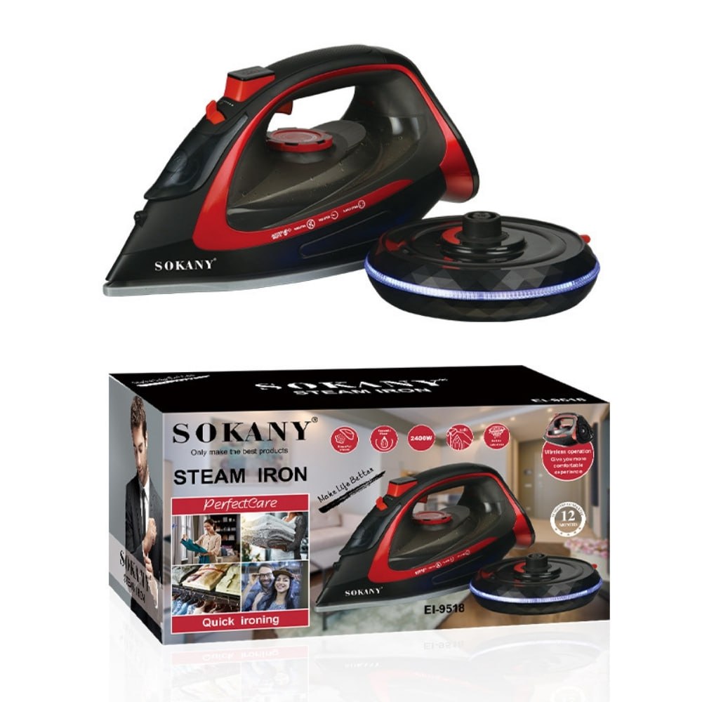 Bàn ủi hơi nước cầm tay không dây cao cấp SoKANY SK-9518 thiết kế đặc biệt chống nhỏ giọt, ủi phẳng mọi loại vải - HÀNG CHÍNH HÃNG