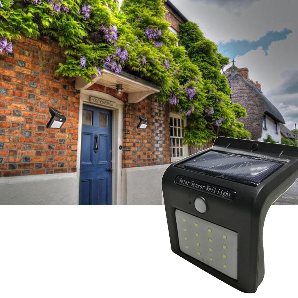 Outdoor 16 LED Solar Powered  Sensor Security Wall Lights - Black