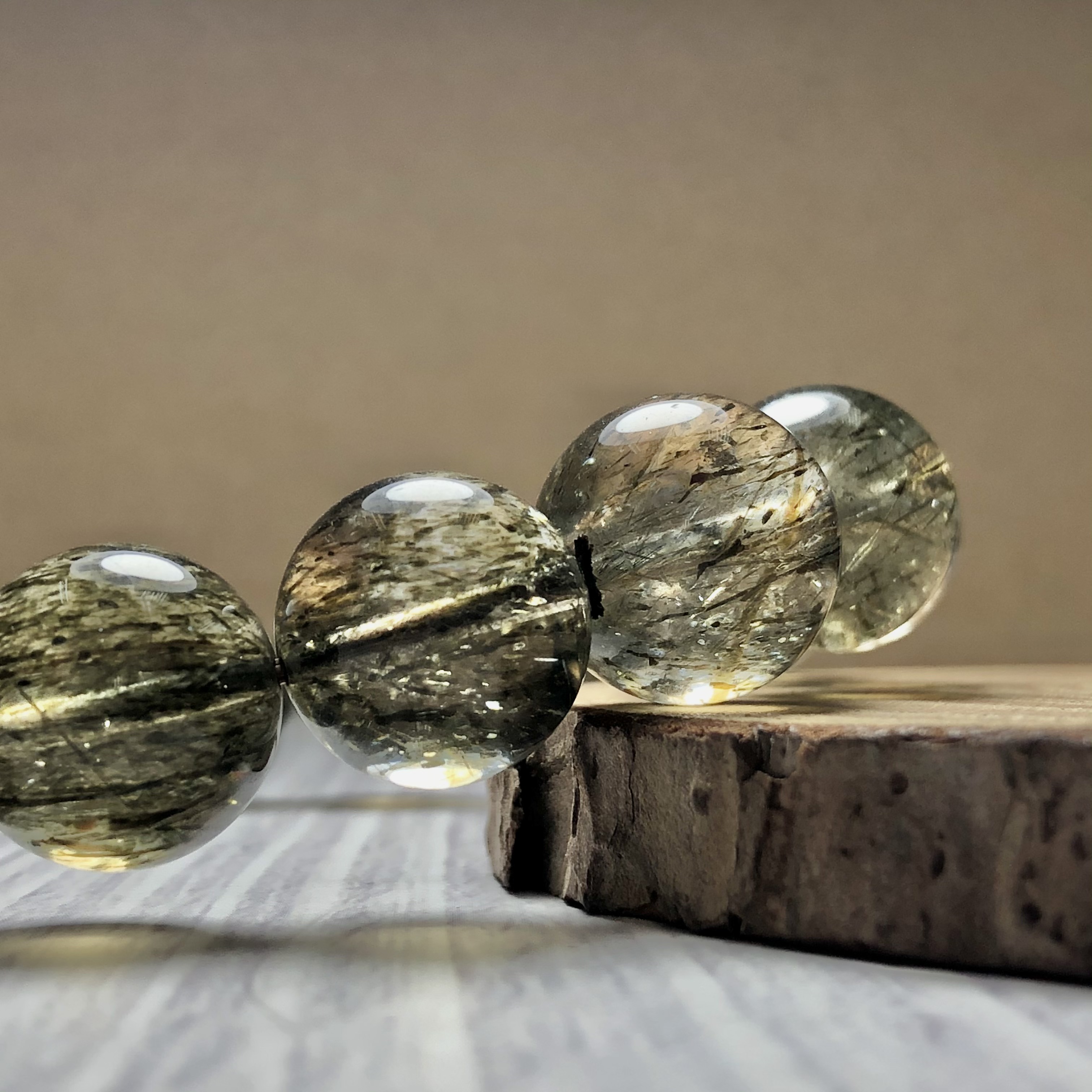 Vòng tay Thạch Anh Tóc xanh 15mm chuẩn 6A