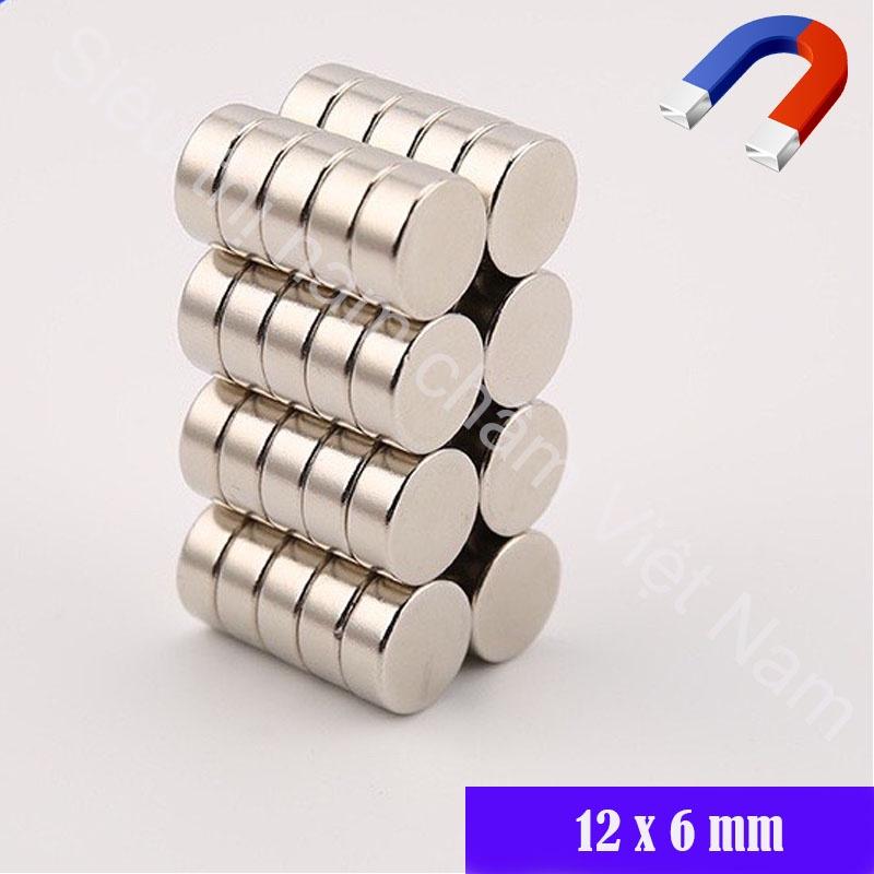 Nam châm 12x6 mm set 10viên tròn Loại siêu hít