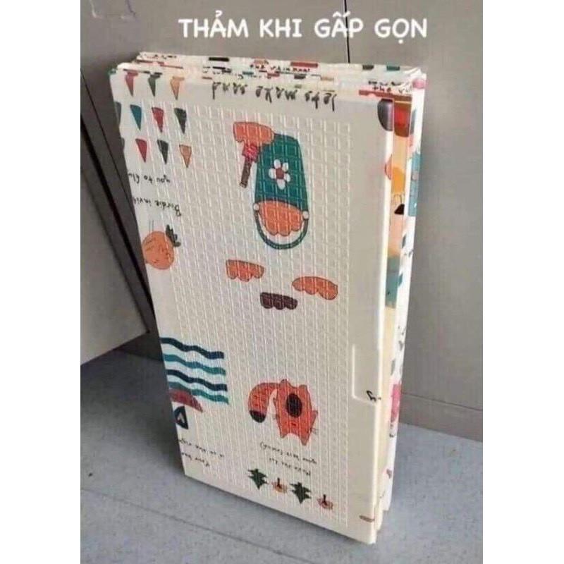 Thảm trải sàn xốp XPE 2 mặt phủ Silicone Hàn Quốc mẫu đẹp chống thấm tuyệt đối, chống ngã, cho bé tập bò kèm túi 1m8- 2m